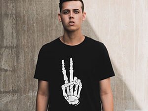 Coffee Printed Black Tshirt